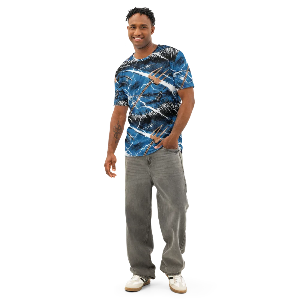 Neptune’s Static on Men's Cotton Crew Neck T-Shirt — Front