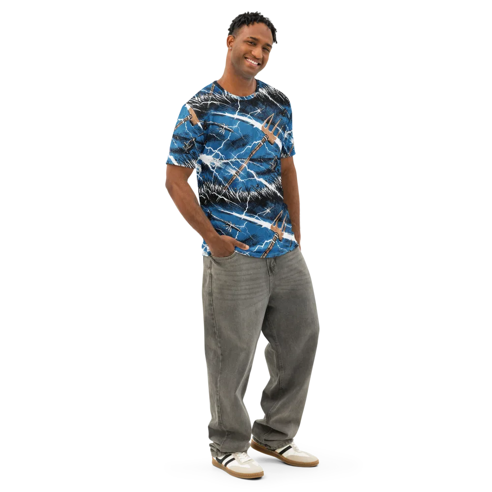 Neptune’s Static on Men's Cotton Crew Neck T-Shirt — Right Front