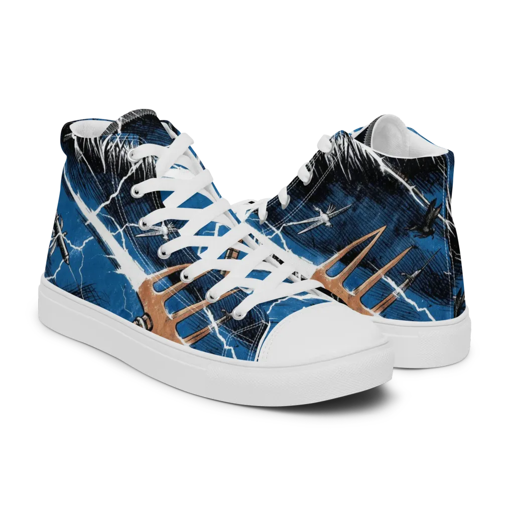 Neptune’s Static on Men's High Top Canvas Shoes — Right