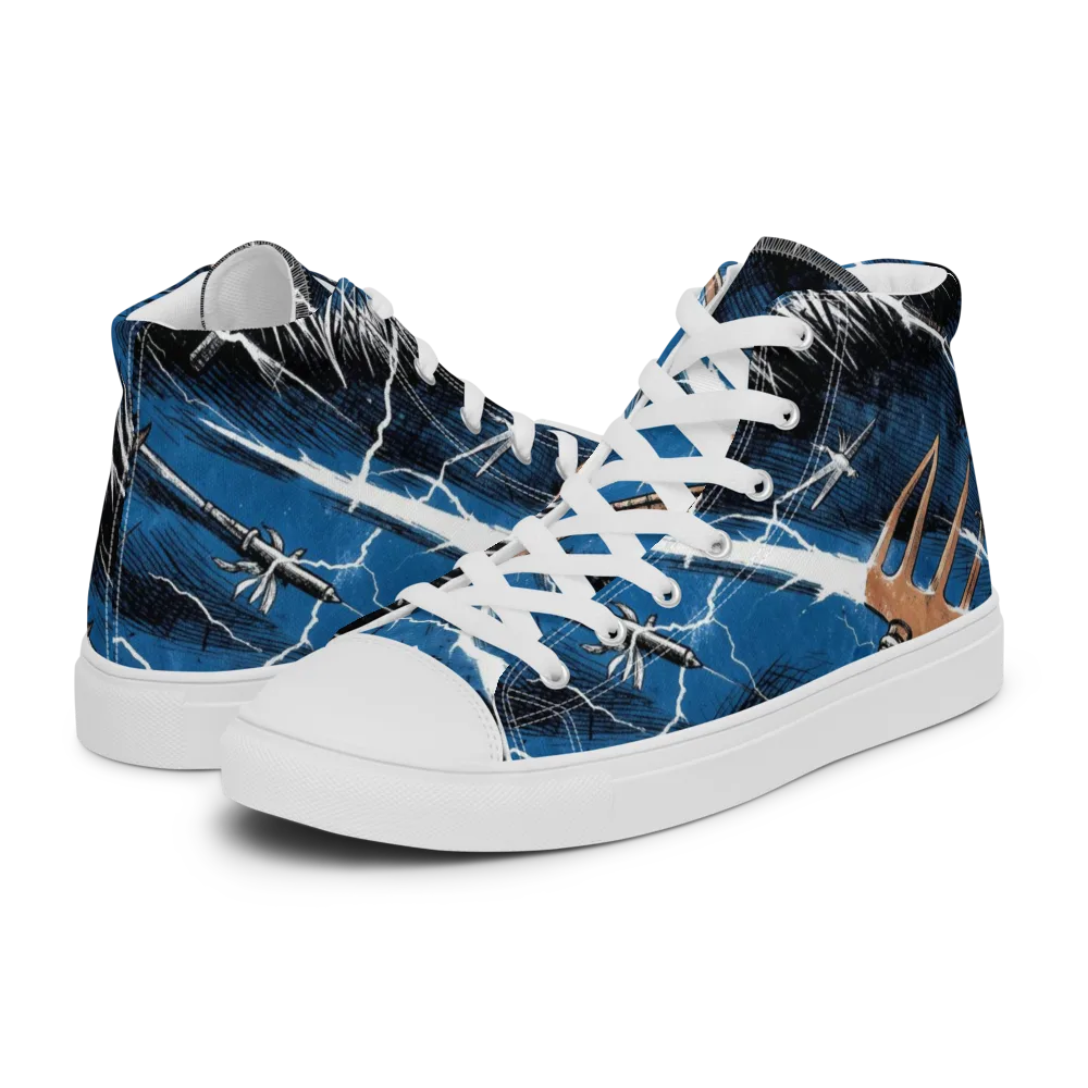 Neptune’s Static on Women's High Top Canvas Shoes — Left