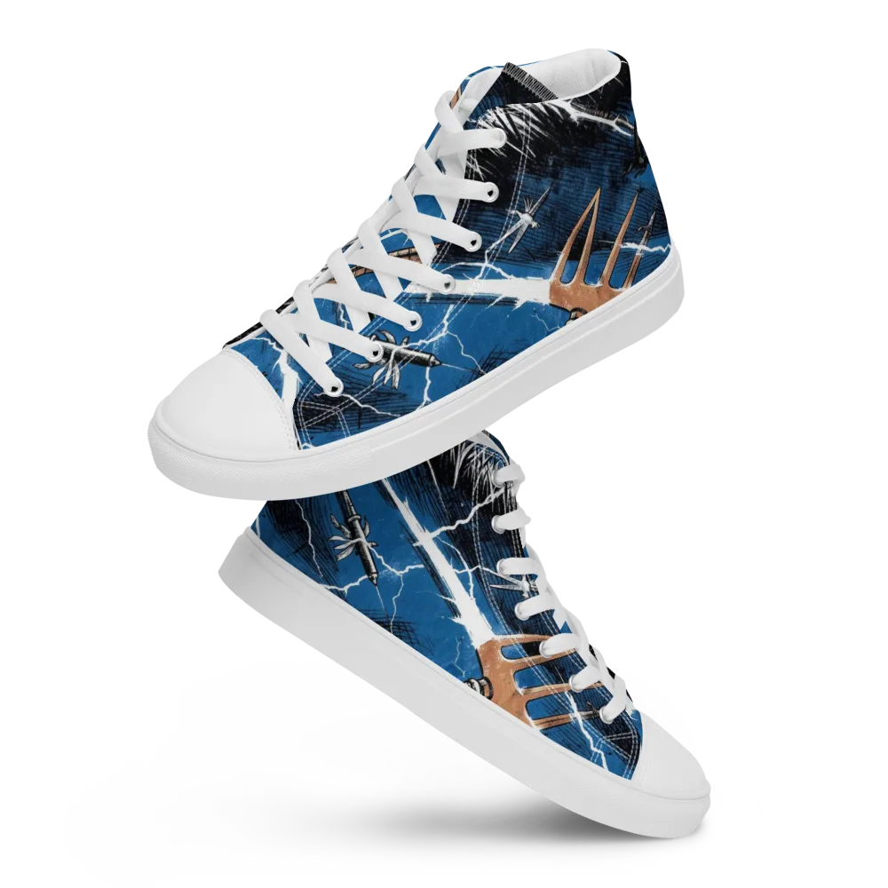 Neptune’s Static on Women's High Top Canvas Shoes — Front