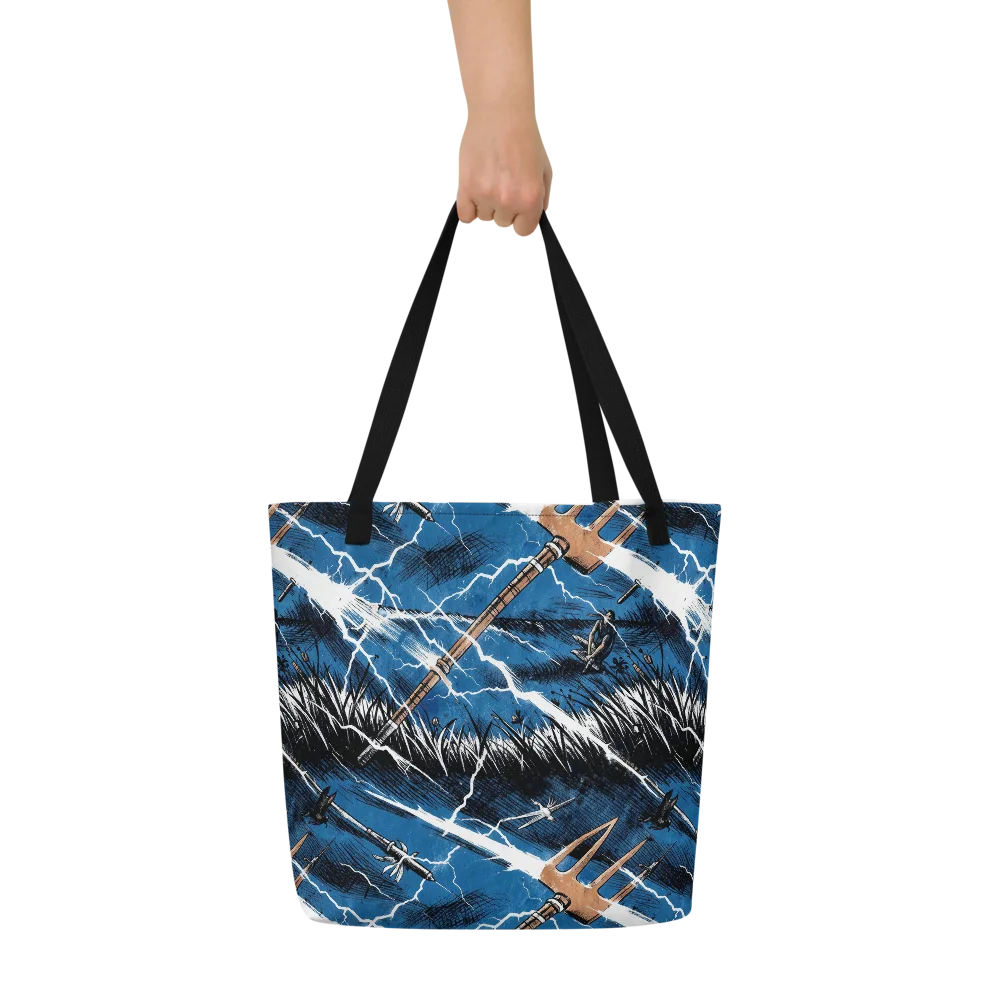 Neptune’s Static on Large Tote Bag W/ Pocket — Front