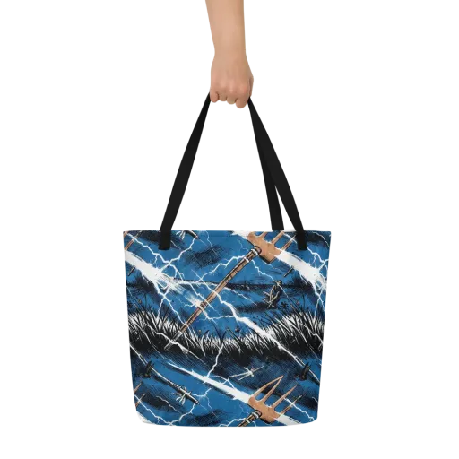 Neptune’s Static on a Large Tote Bag W/ Pocket