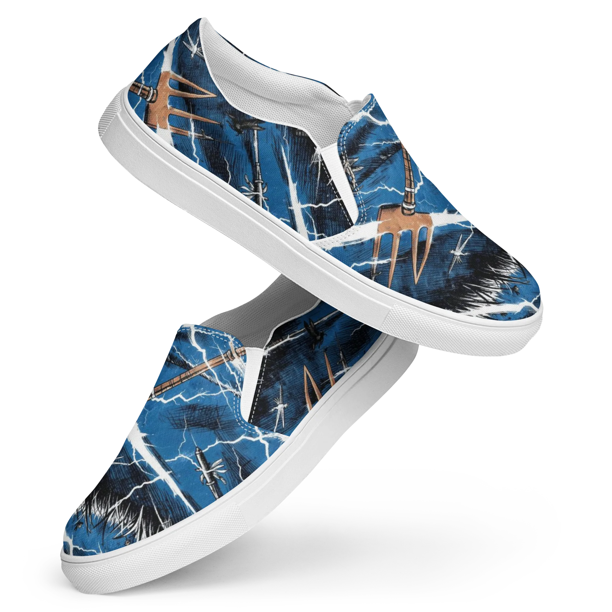 Neptune’s Static on Women's Slip-On Canvas Shoes — Front