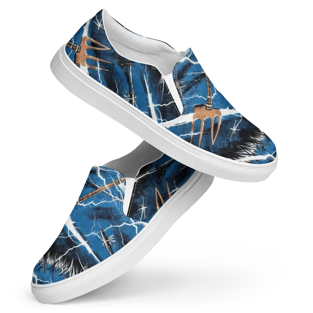 Neptune’s Static on Women's Slip-On Canvas Shoes — Front