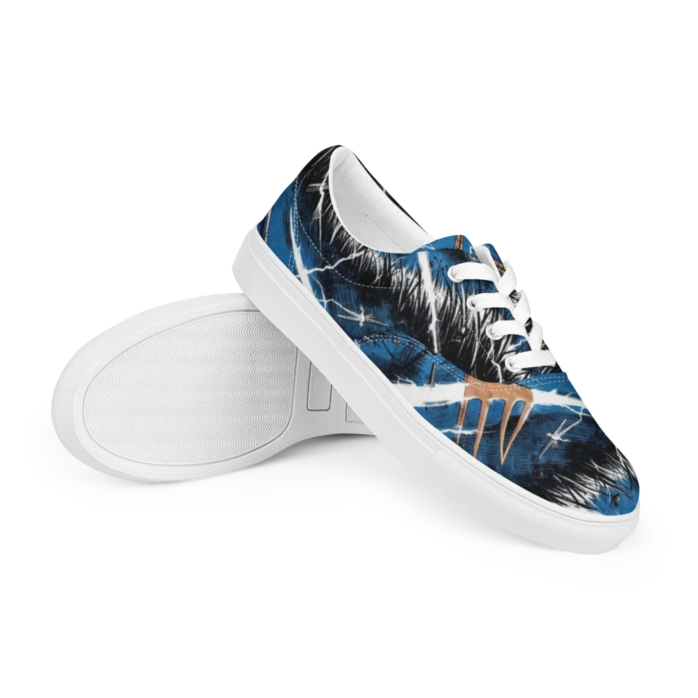 Neptune’s Static on Men's Lace-Up Canvas Shoes — Right Front