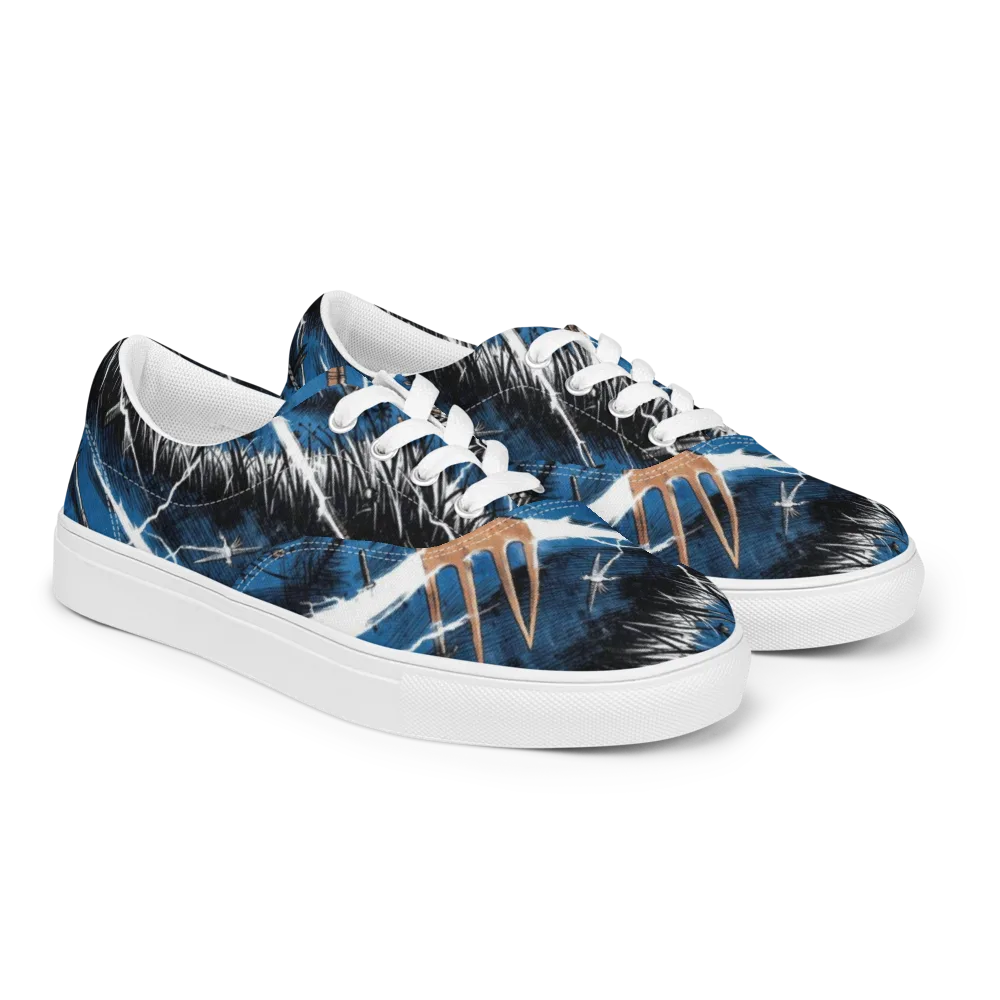 Neptune’s Static on Men's Lace-Up Canvas Shoes — Right Front