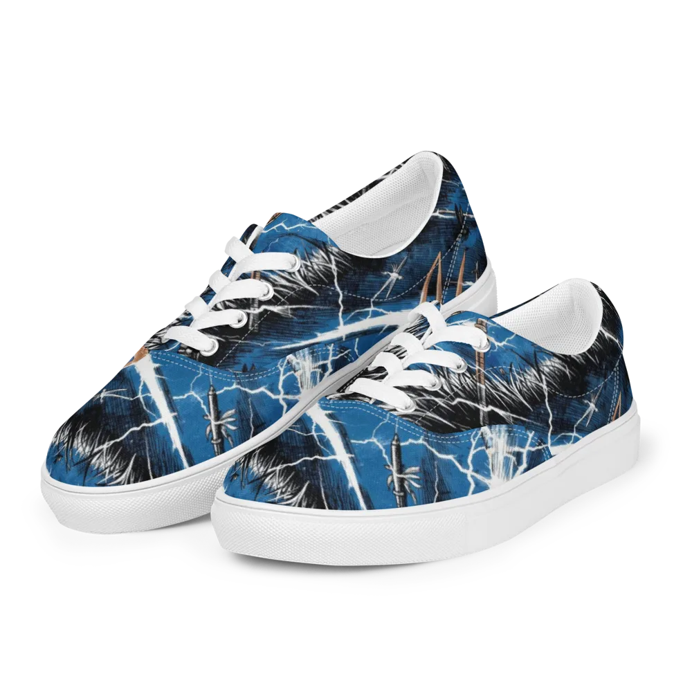 Neptune’s Static on Men's Lace-Up Canvas Shoes — Left Front