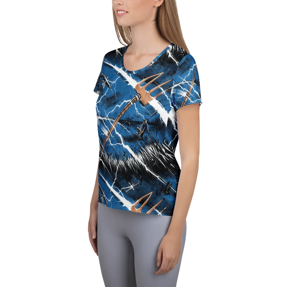 Neptune’s Static on Women's Athletic T-Shirt — Left