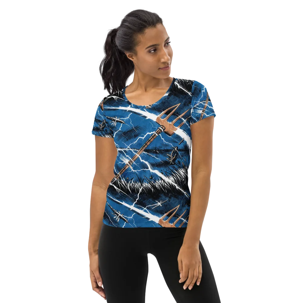 Neptune’s Static on Women's Athletic T-Shirt — Front