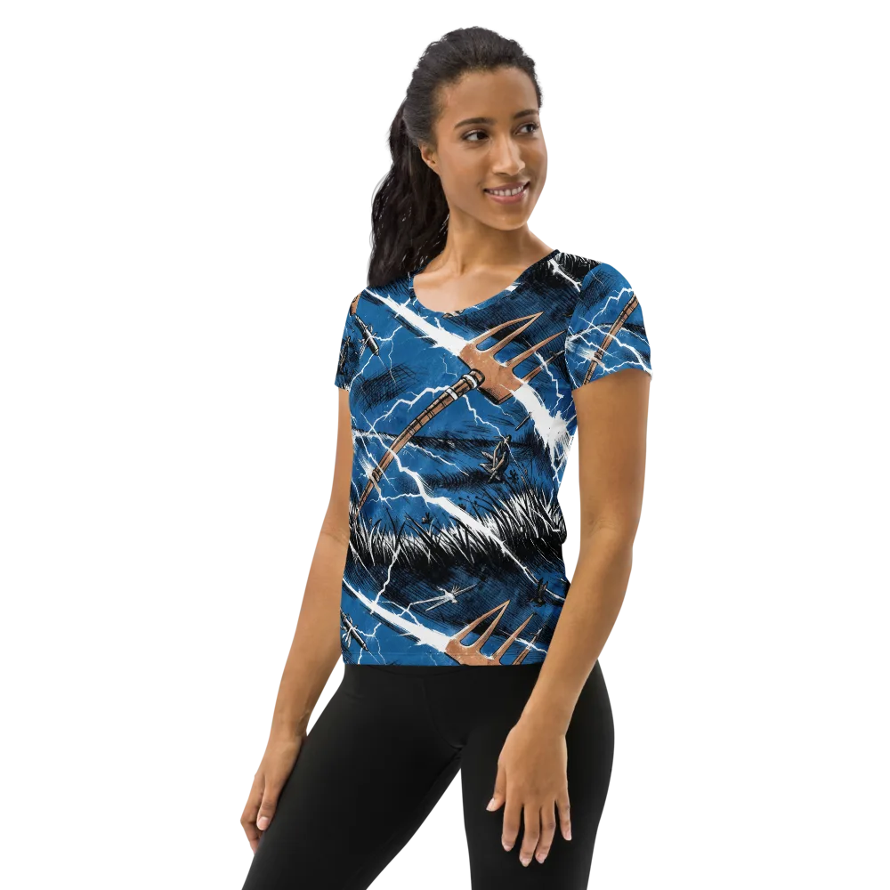 Neptune’s Static on Women's Athletic T-Shirt — Left