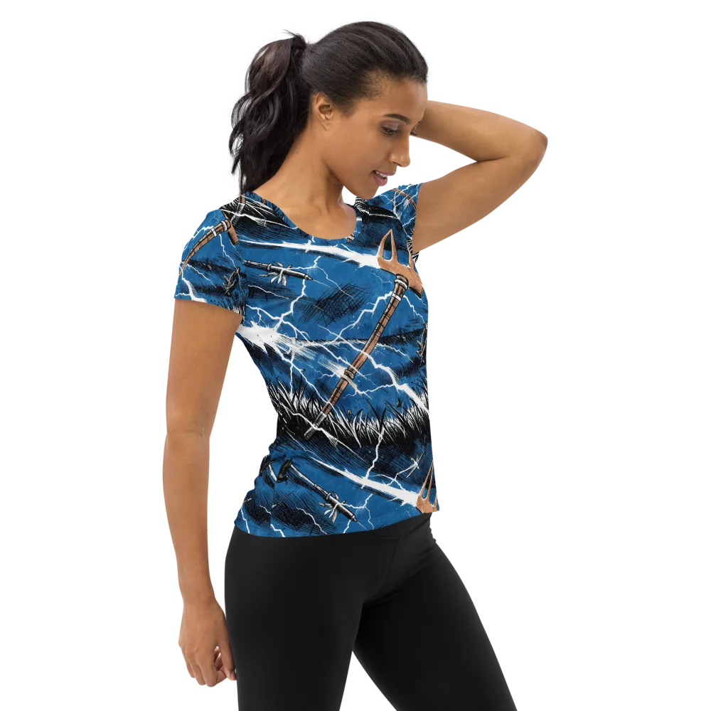 Neptune’s Static on Women's Athletic T-Shirt — Right