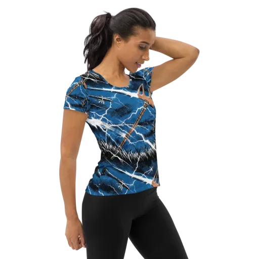 Neptune’s Static on a Women's Athletic T-Shirt