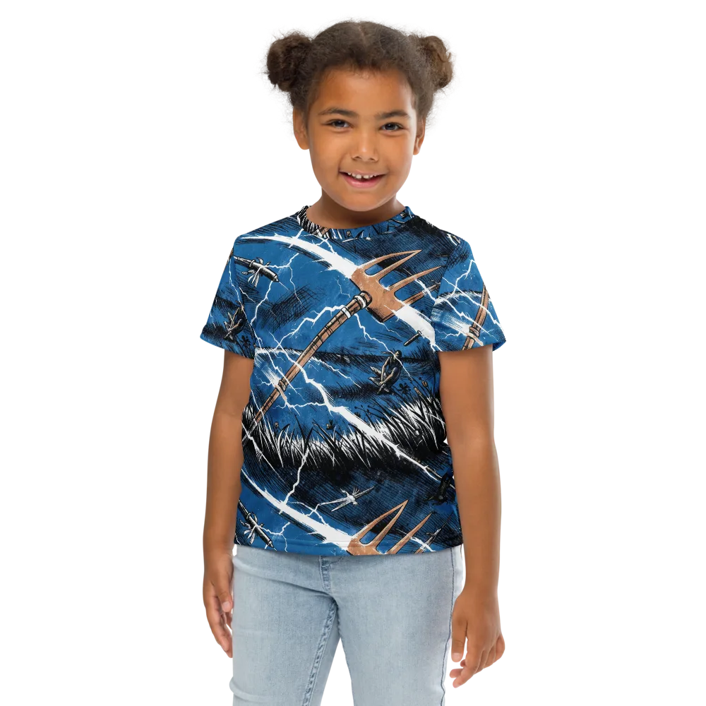 Neptune’s Static on Kids Crew Neck T-Shirt — Front