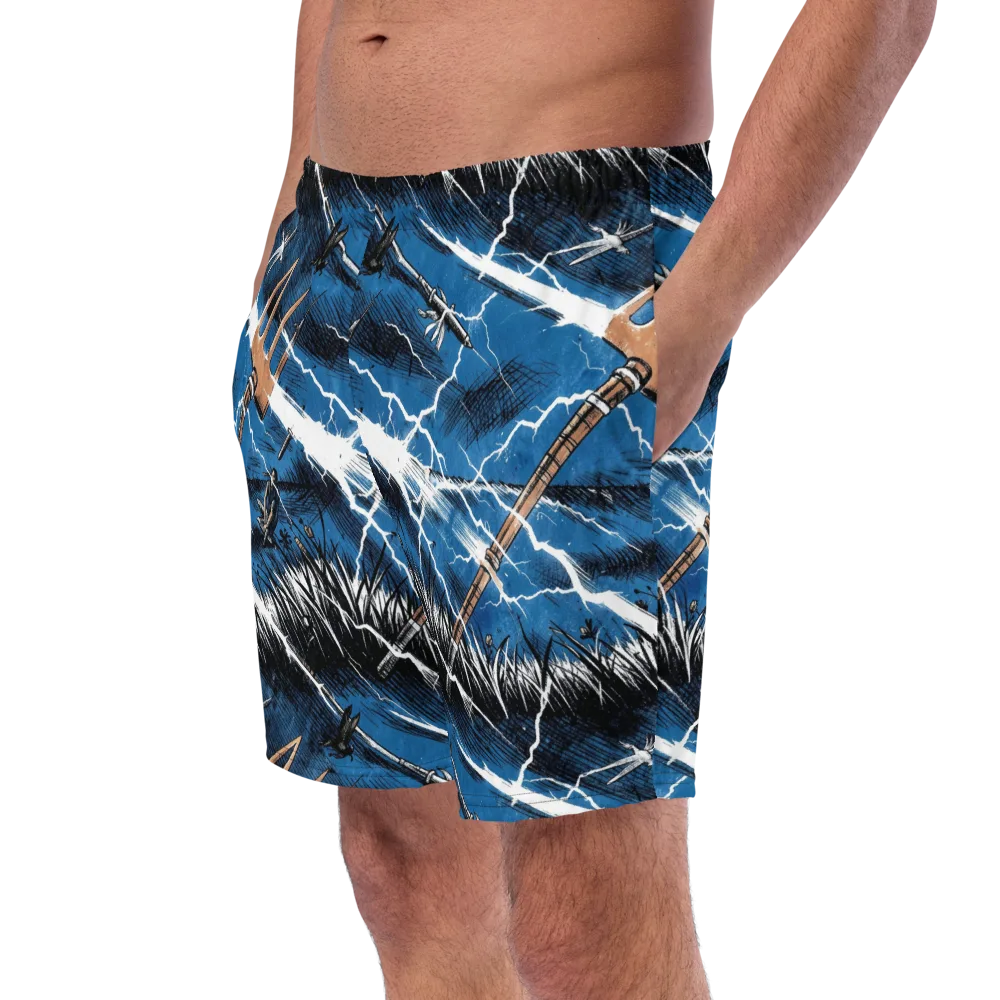Neptune’s Static on Swim Trunks — Left Front
