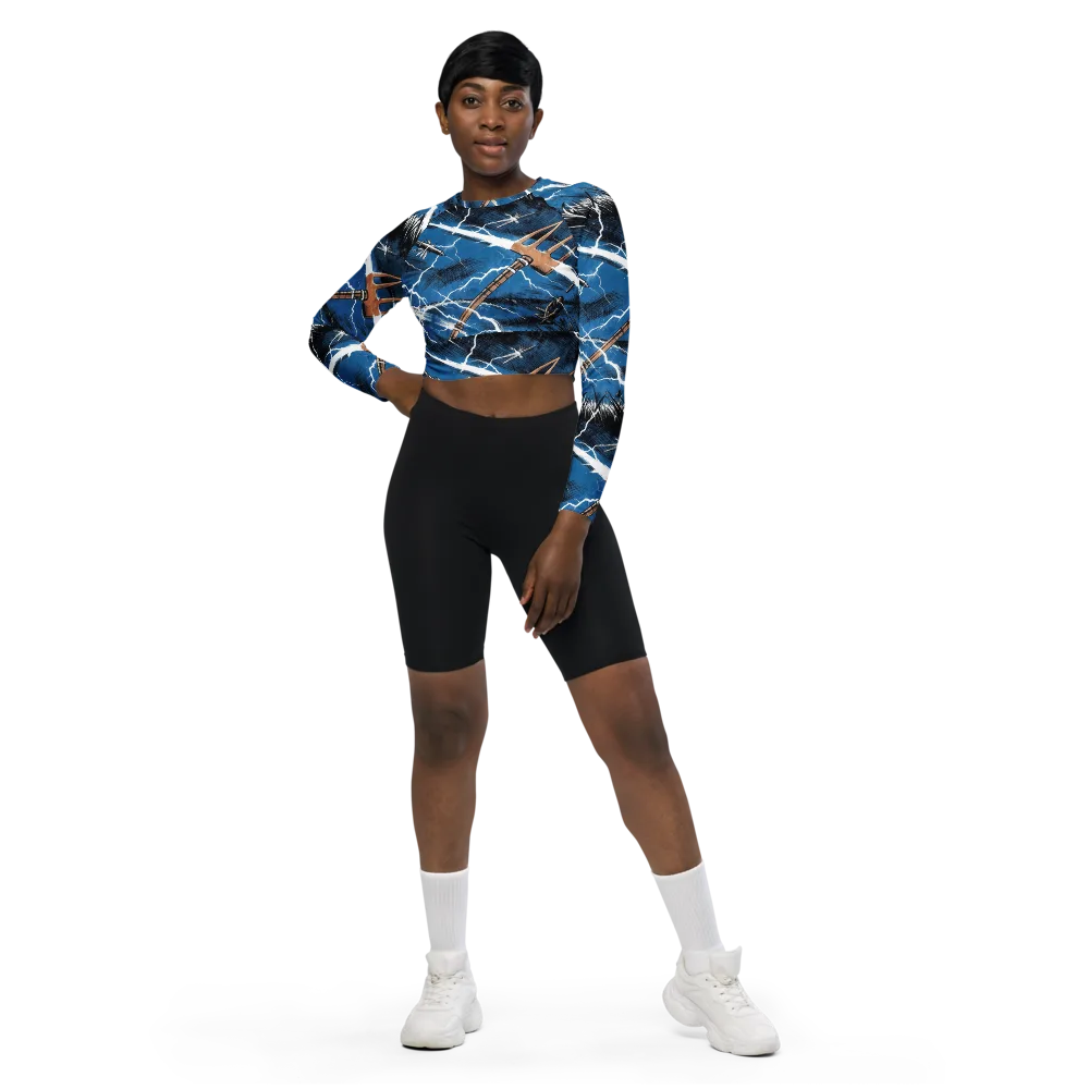 Neptune’s Static on Long Sleeve Crop Top — Front