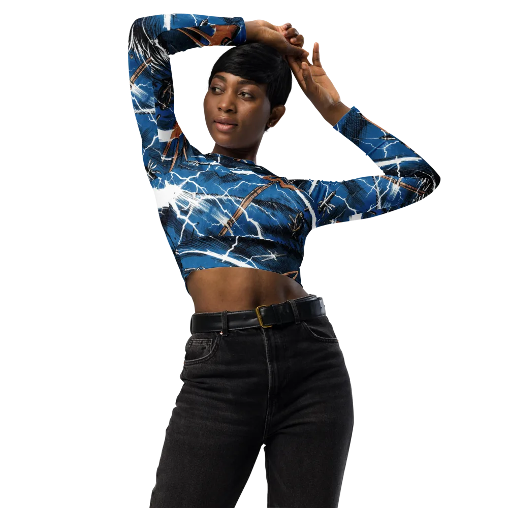 Neptune’s Static on Long Sleeve Crop Top — Front