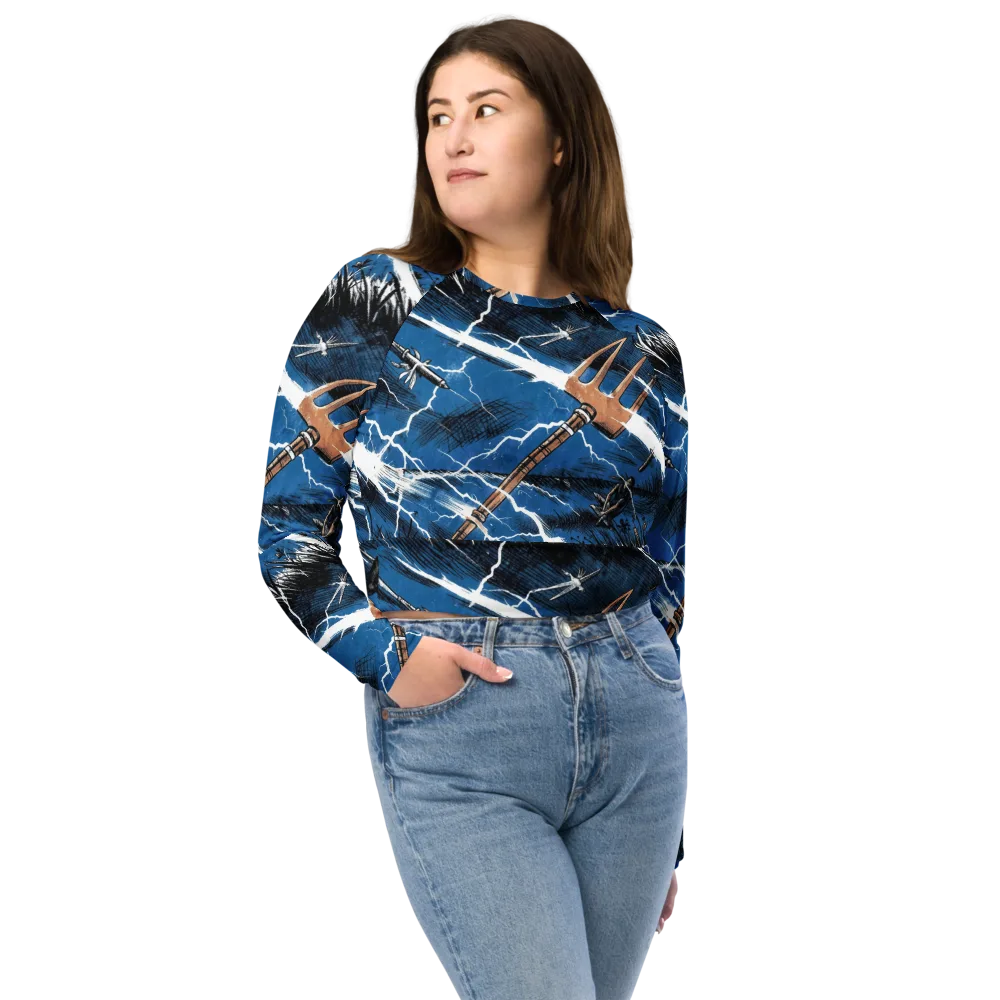 Neptune’s Static on Long Sleeve Crop Top — Front