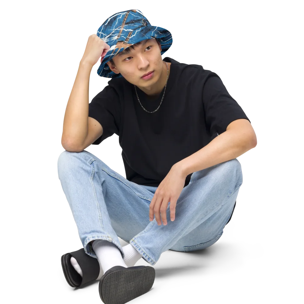 Neptune’s Static on Reversible Bucket Hat — Front 2 Inside