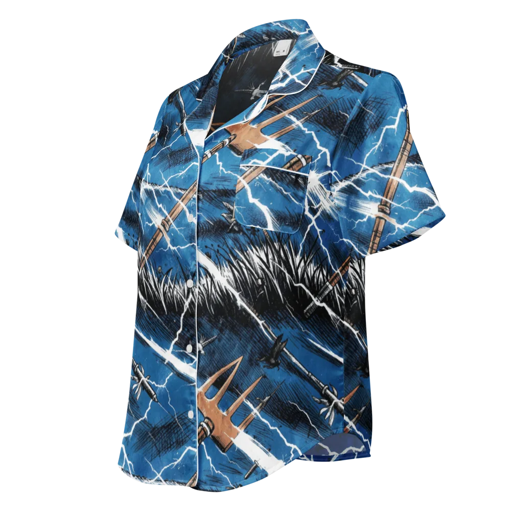 Neptune’s Static on Women's Short Sleeve Pajama Top — Left Front