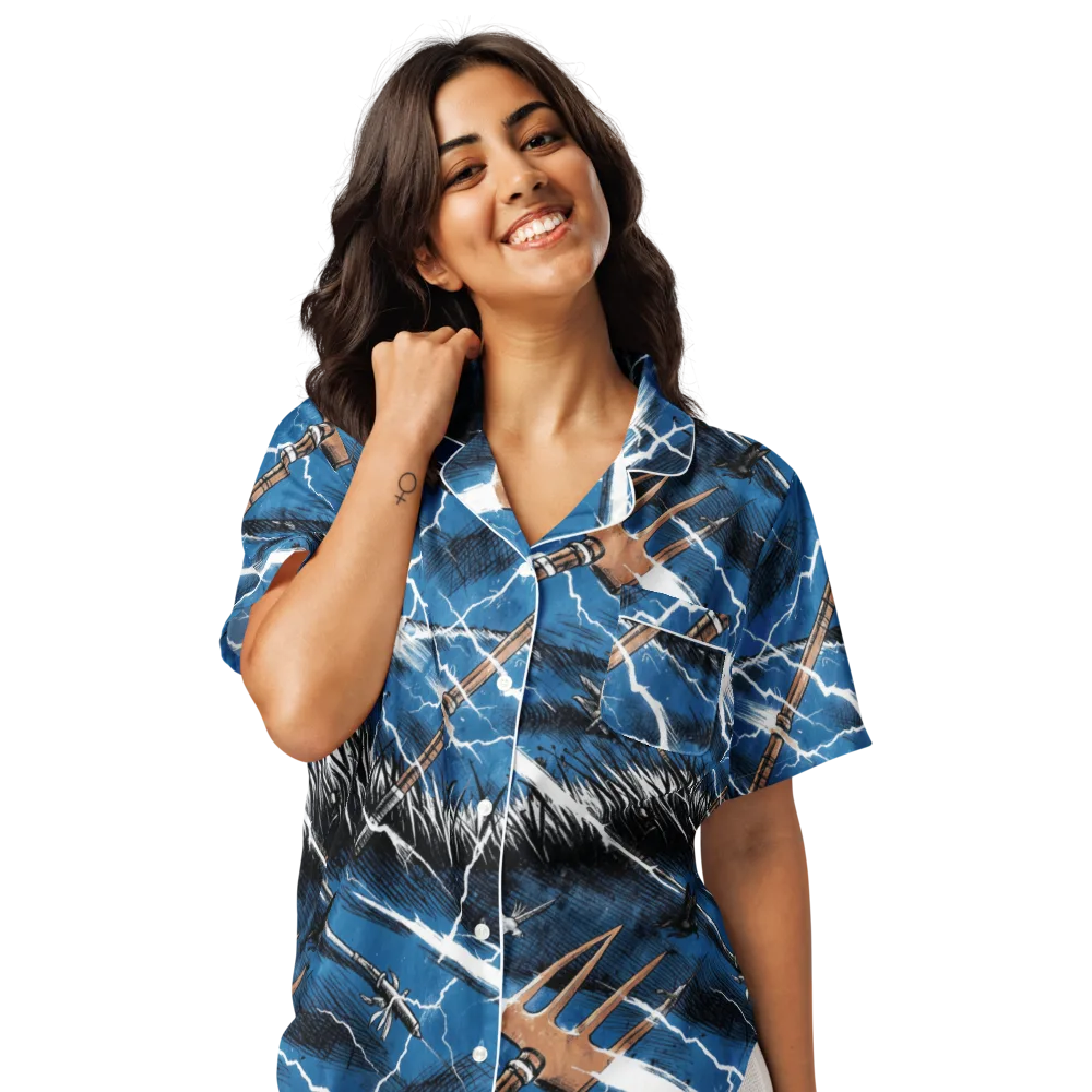 Neptune’s Static on Women's Short Sleeve Pajama Top — Front
