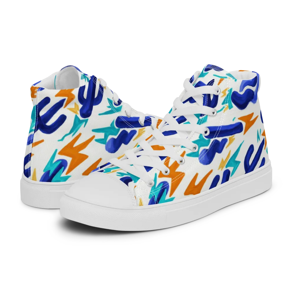 Bluebolt on Men's High Top Canvas Shoes — Left