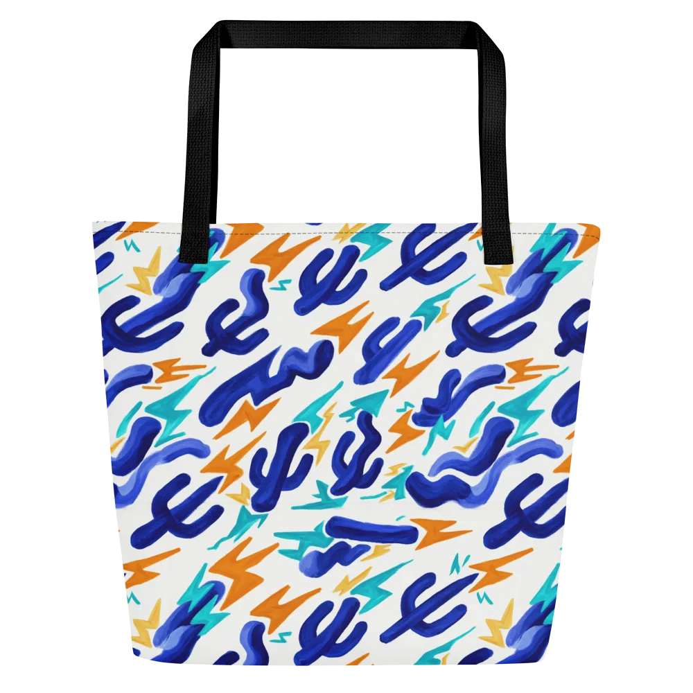 Bluebolt on Large Tote Bag W/ Pocket — Front