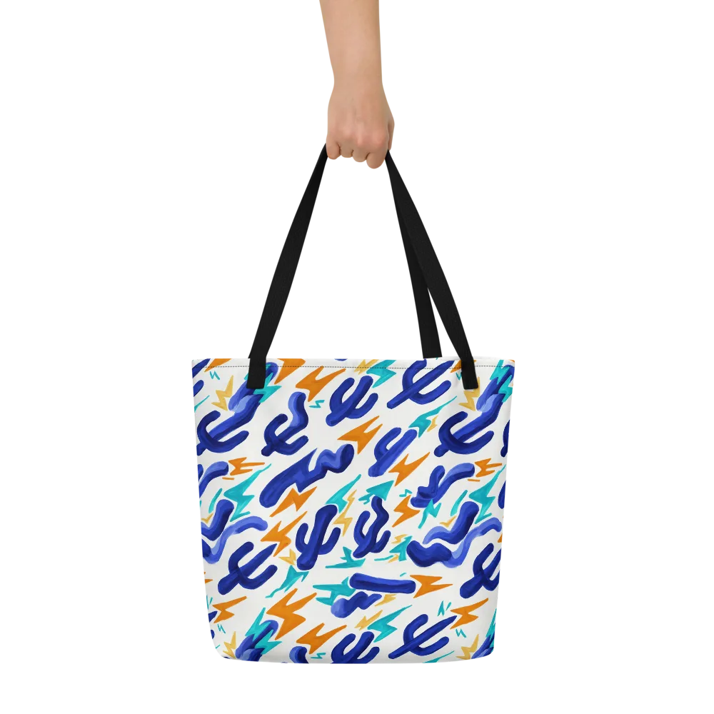 Bluebolt on Large Tote Bag W/ Pocket — Front