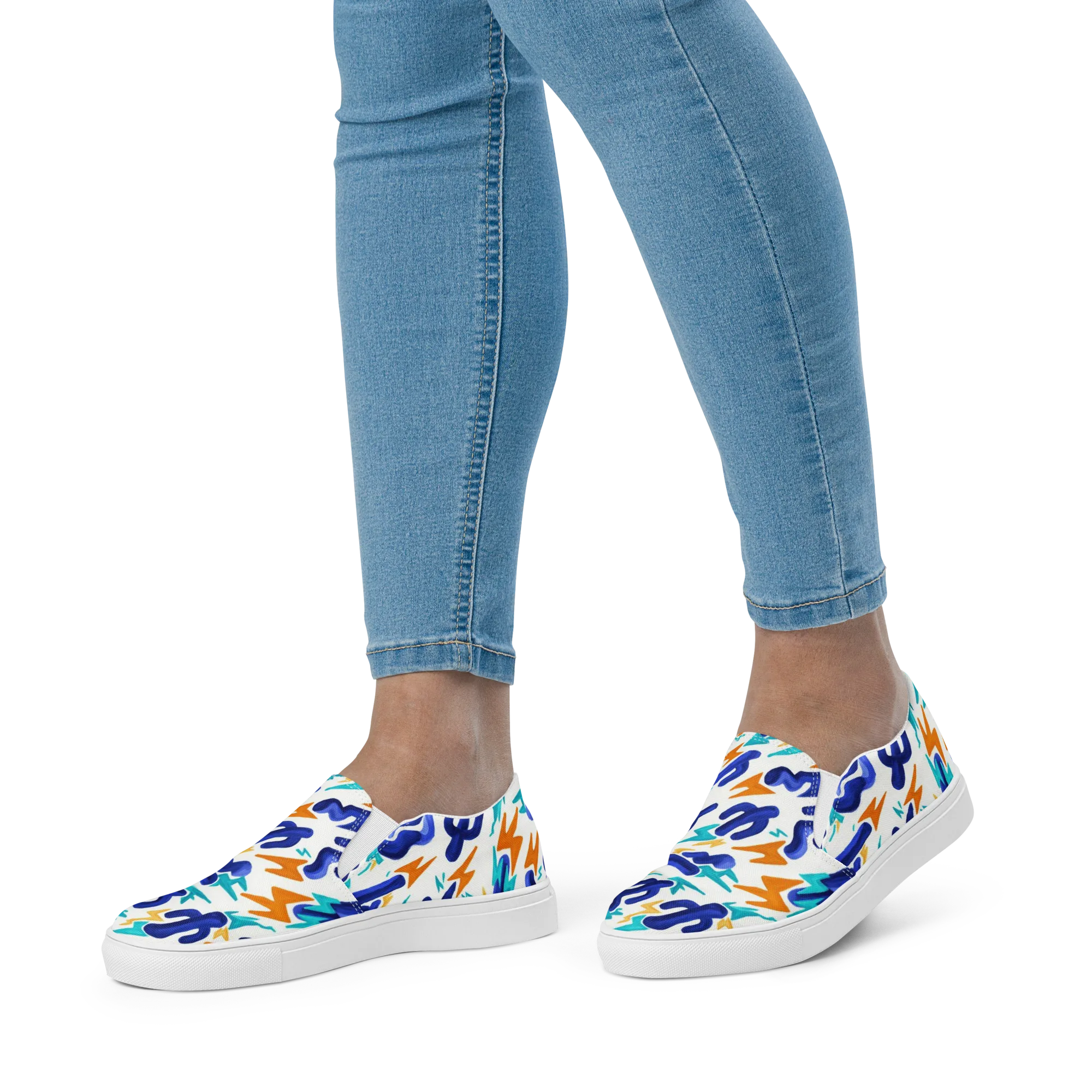 Bluebolt on Women's Slip-On Canvas Shoes — Front