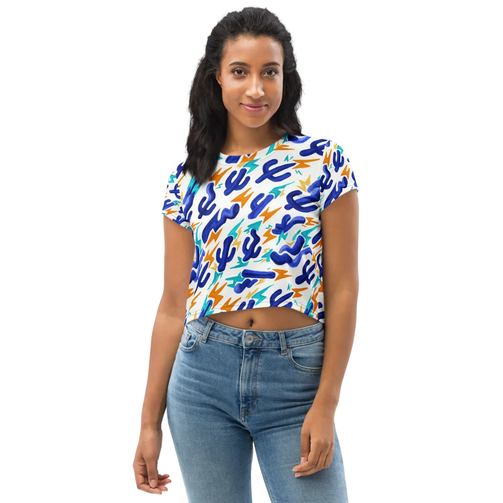 Bluebolt on Crop Tee — Front