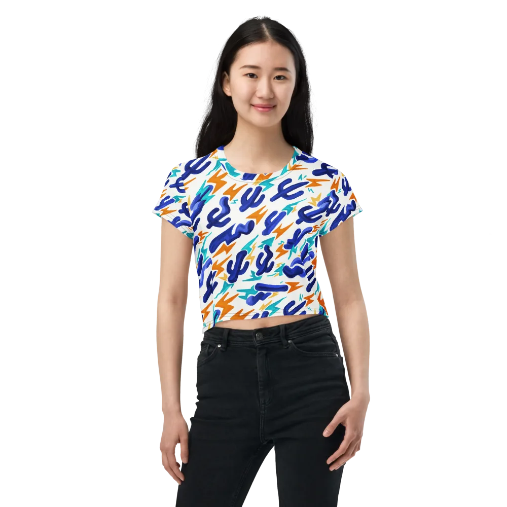 Bluebolt on Crop Tee — Front