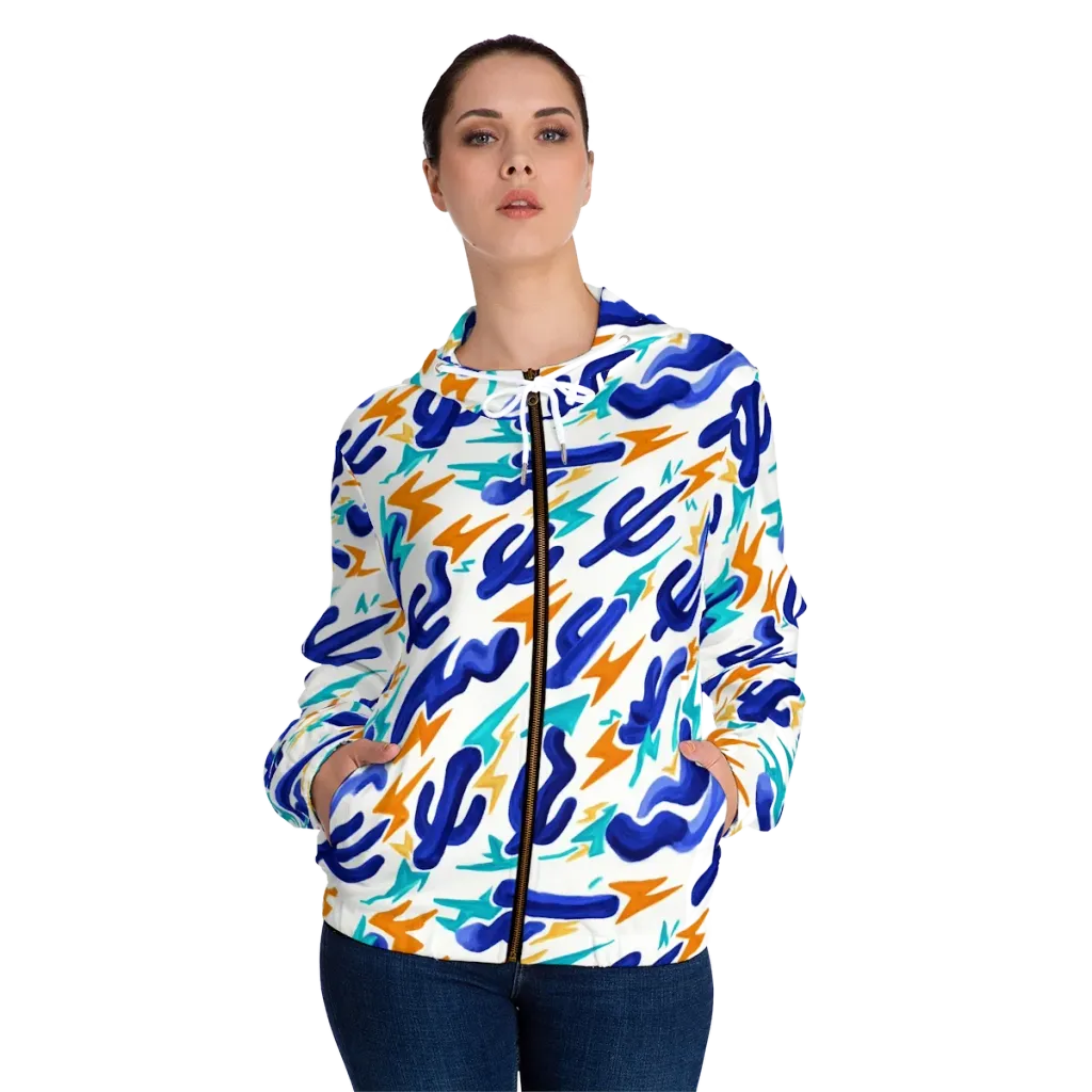Bluebolt on Women's Full-Zip Hoodie — Front On Person