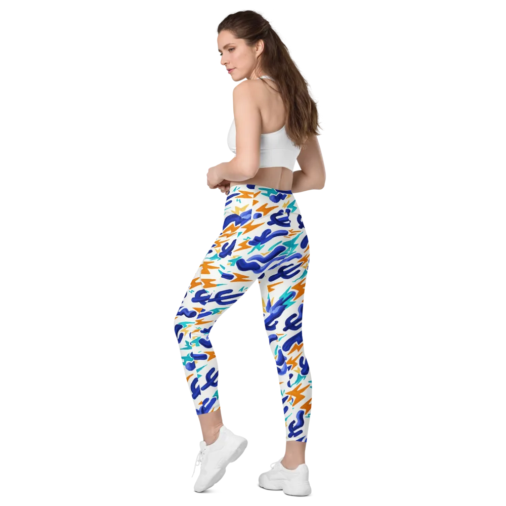 Bluebolt on Leggings with Pockets — Left Back