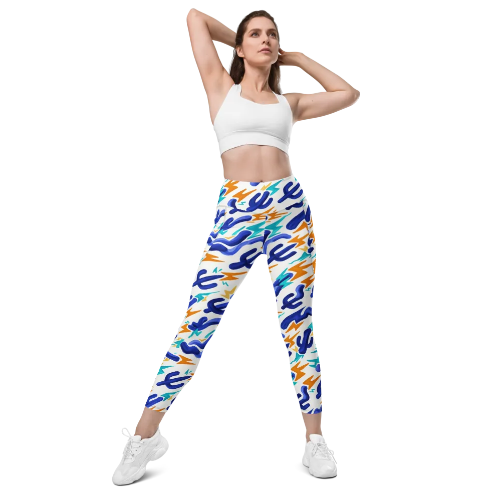 Bluebolt on Leggings with Pockets — Front