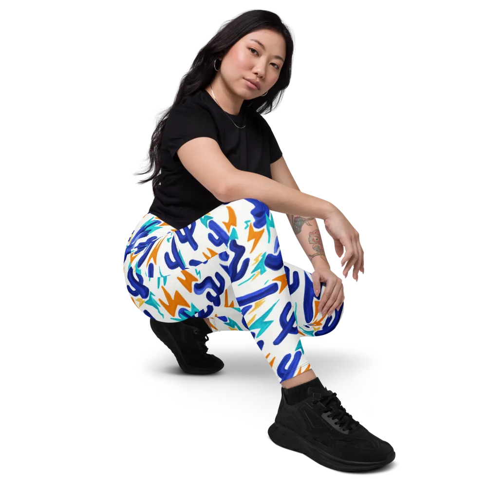 Bluebolt on Leggings with Pockets — Right Front