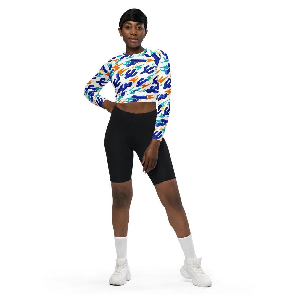 Bluebolt on Long Sleeve Crop Top — Front