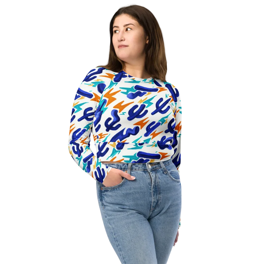 Bluebolt on Long Sleeve Crop Top — Front