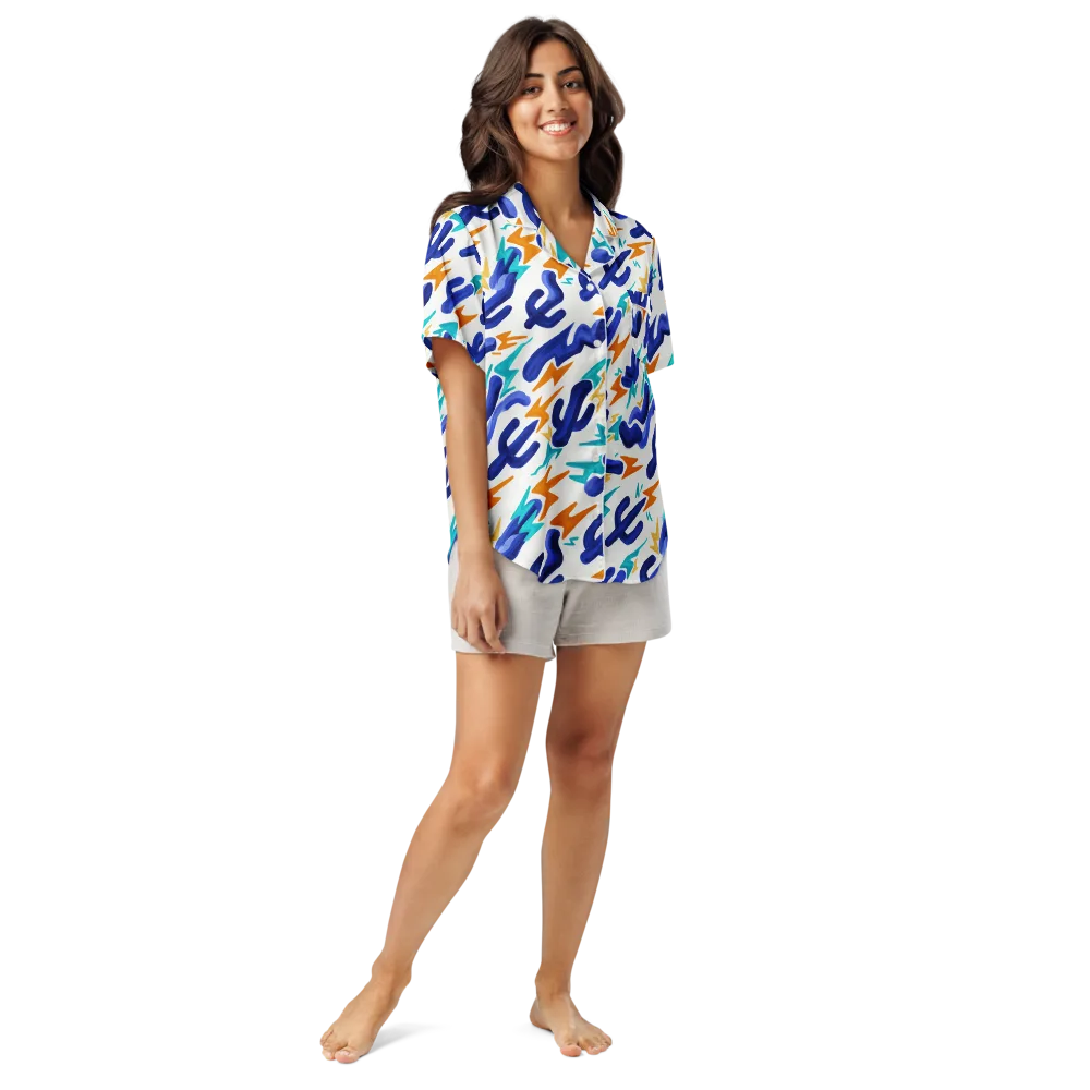 Bluebolt on Women's Short Sleeve Pajama Top — Front