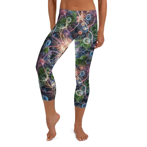 Cellular Cosmos on a Capri Leggings