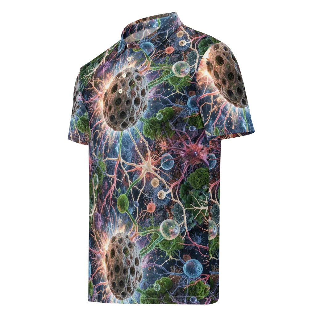 Cellular Cosmos on Men's Slim Fit Polo Shirt — Left Front