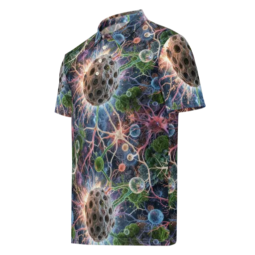 Cellular Cosmos on a Men's Slim Fit Polo Shirt