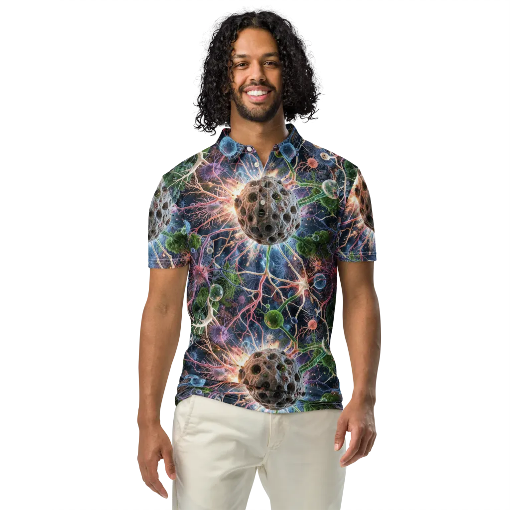 Cellular Cosmos on Men's Slim Fit Polo Shirt — Front