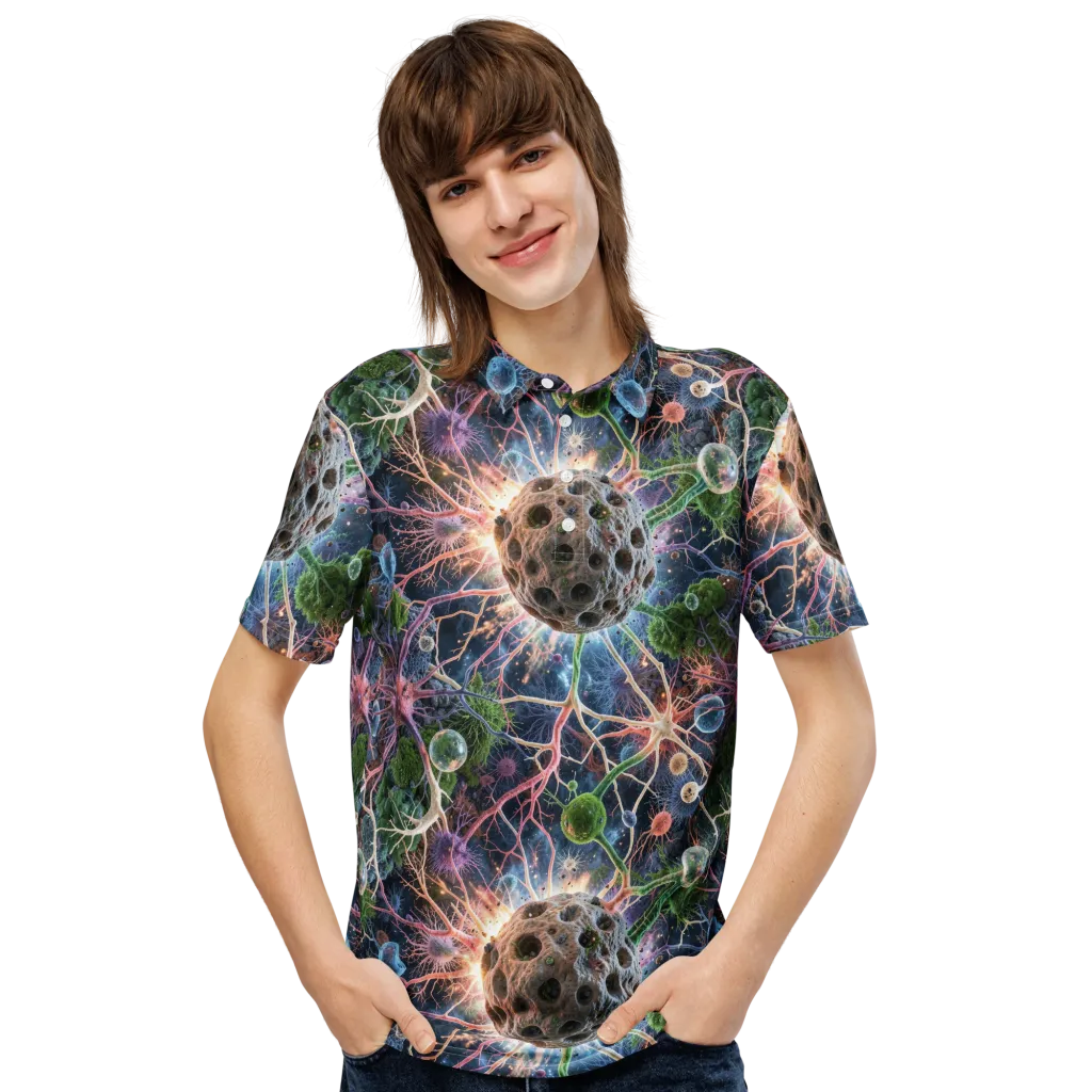 Cellular Cosmos on Men's Slim Fit Polo Shirt — Front