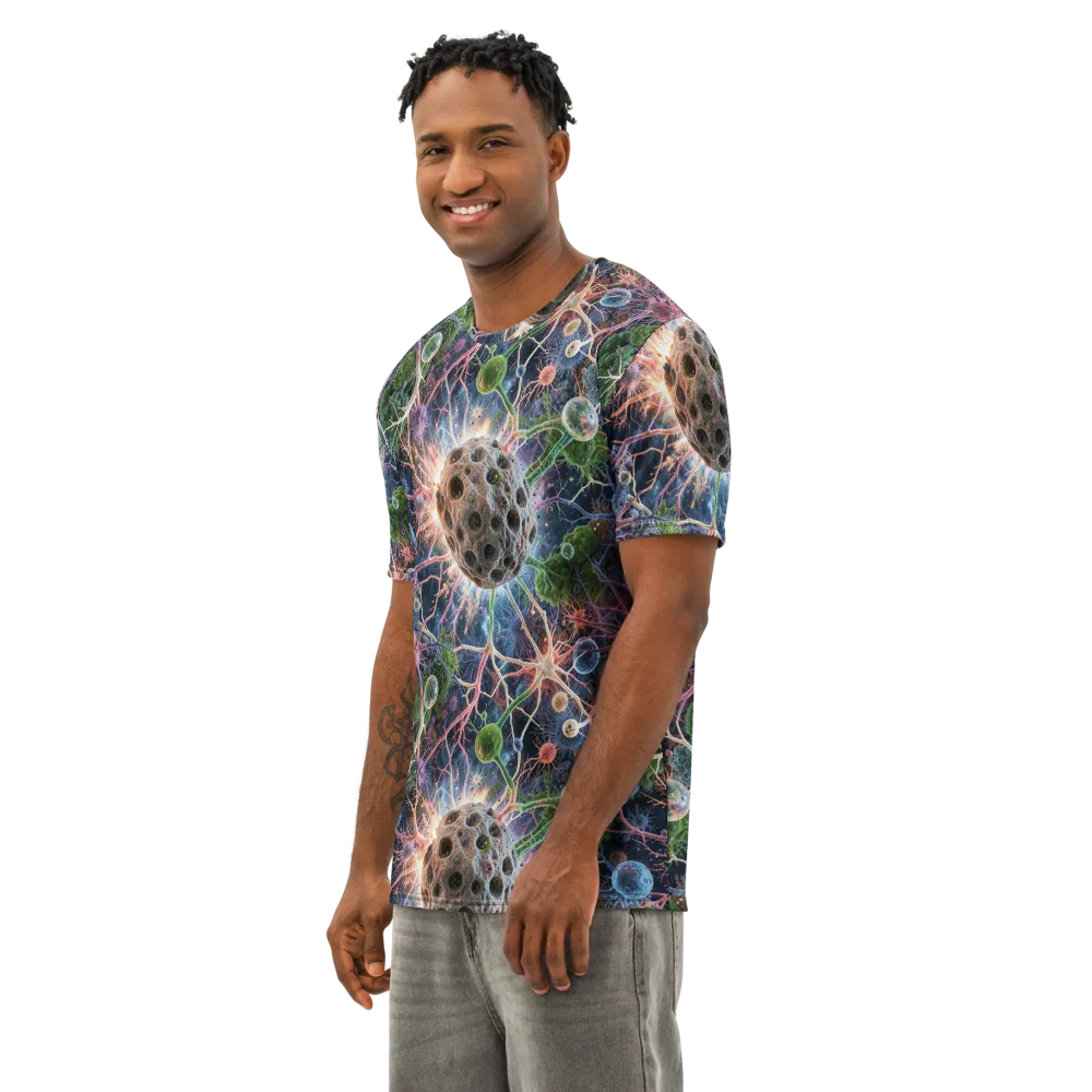 Cellular Cosmos on Men's Cotton Crew Neck T-Shirt — Left Front