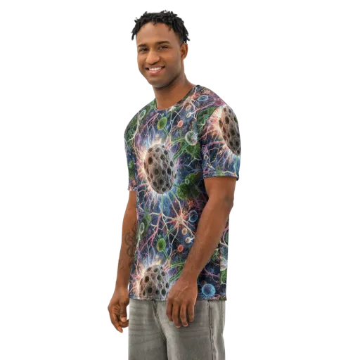 Cellular Cosmos on a Men's Cotton Crew Neck T-Shirt