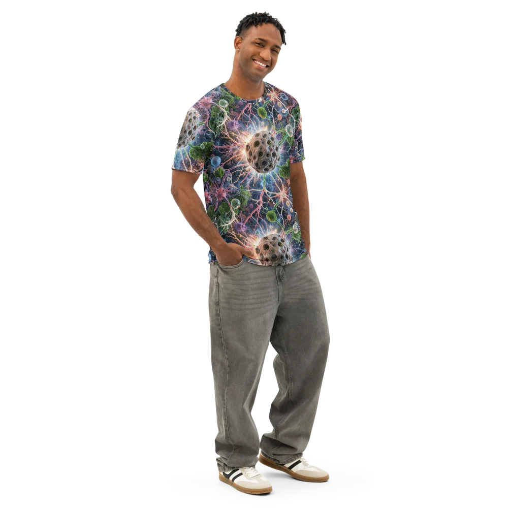 Cellular Cosmos on Men's Cotton Crew Neck T-Shirt — Right Front