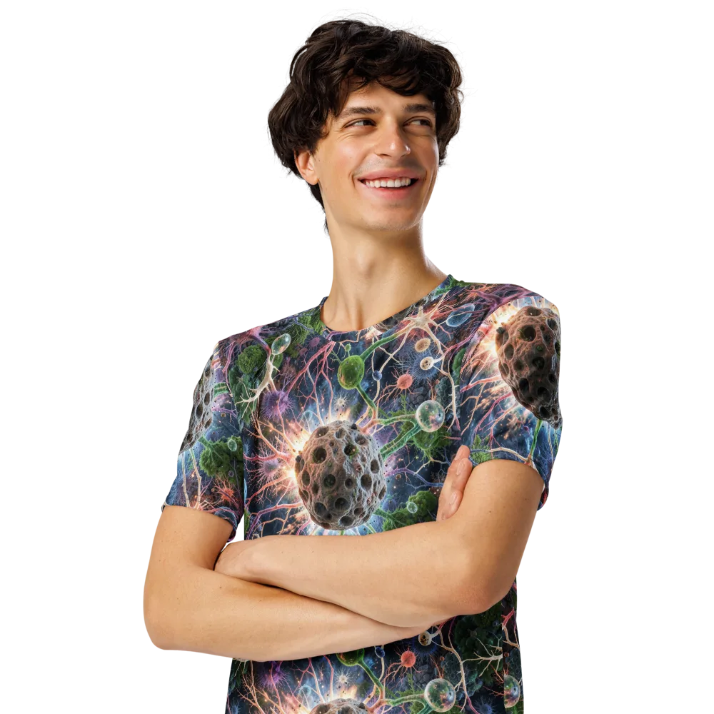 Cellular Cosmos on Men's Crew Neck T-Shirt — Left Front