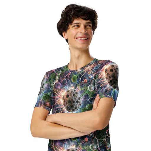 Cellular Cosmos on a Men's Crew Neck T-Shirt