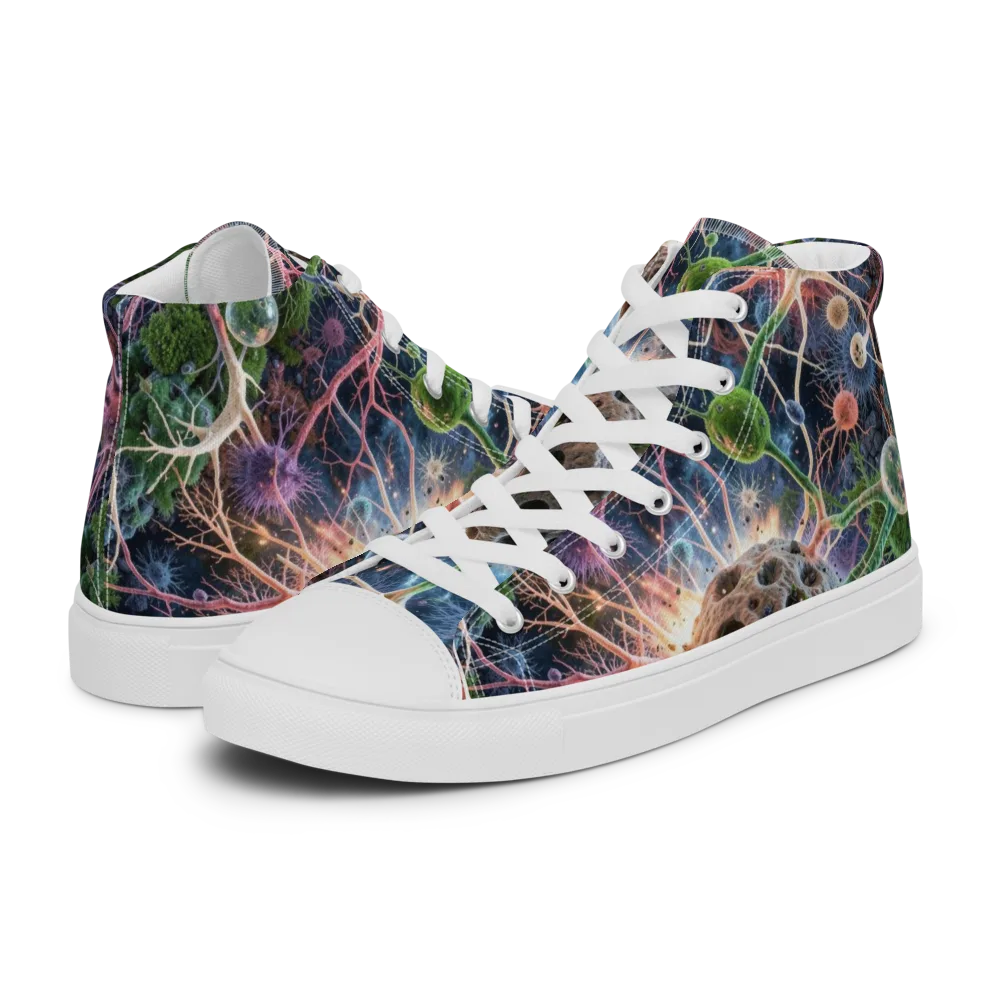 Cellular Cosmos on Men's High Top Canvas Shoes — Left