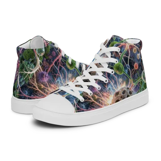 Cellular Cosmos on a Men's High Top Canvas Shoes